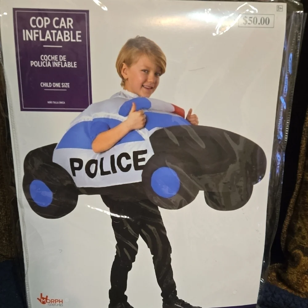 NIB Kids Inflatable Police Car Black, Blue, White​